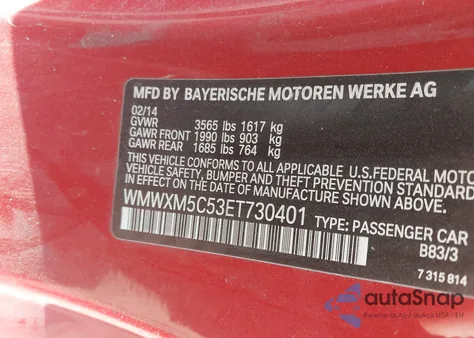 2014 Mini Cooper Cooper from USA, damaged, VIN WMWXM5C53ET730401